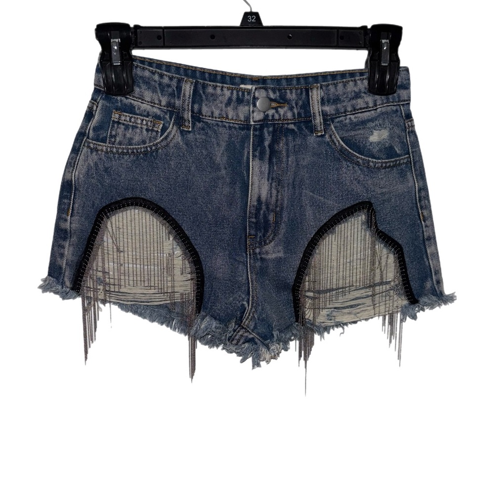 #126 New POL Blue Jean Shorts with Fringe Detail